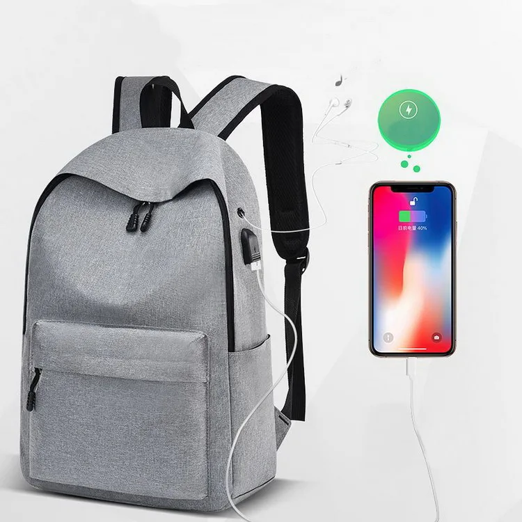 

High quality grey travel waterproof backpack wholesale laptop bag backpacks usb charging port, Grey/black/purple