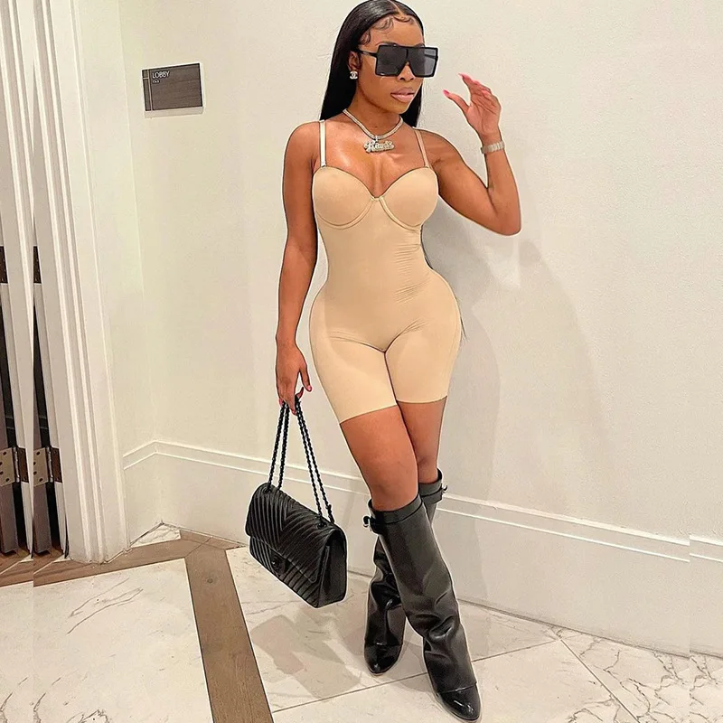 

Spring Summer Clothing One Piece Club Outfit Bodysuit Sexy Long Sleeve Elegant Nude Jumpsuit Casual Short Rompers Women Jumpsuit, Customized color