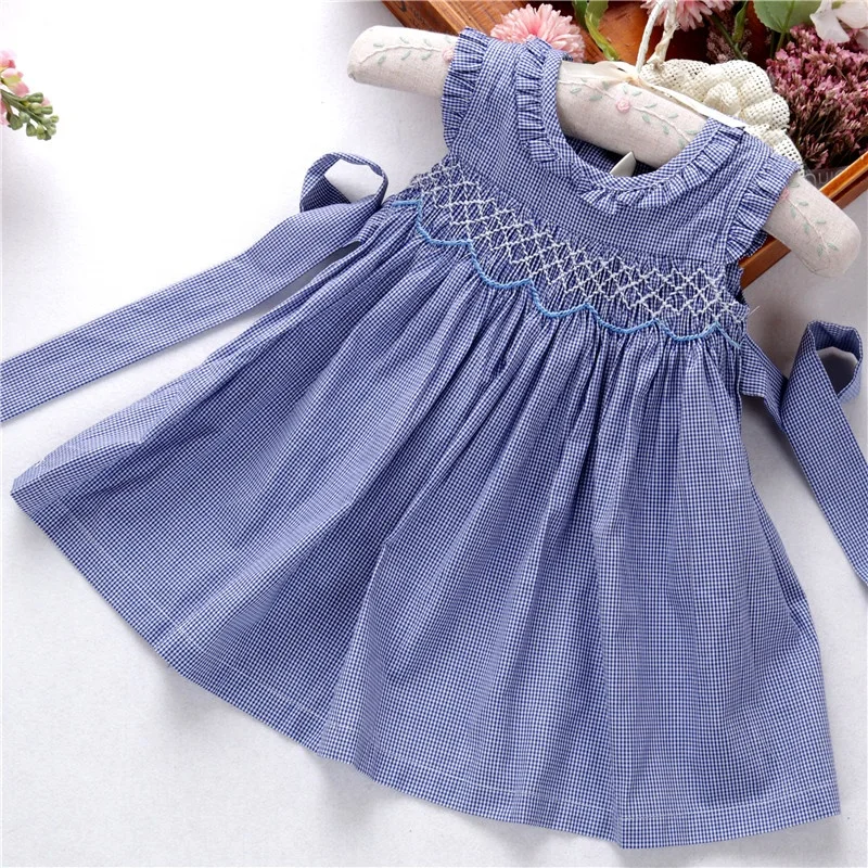 

c wholesale smocked dresses for girl handmade floral ruffles flower kids dresses boutiques baby clothes yellow 91018530