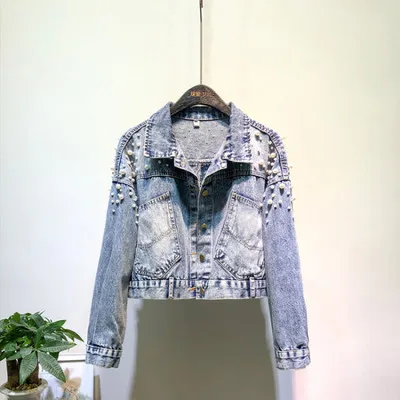 

Autumn Hip Hop Denim Jackets Fashion Hole Jeans Jacket Woman Cotton Outwear Jackets Coat Long Sleeve ladies Clothing