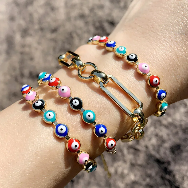 

New design bohemian bracelet vintage eyes pendant adjustable chain Bracelet for women jewelry, Gold