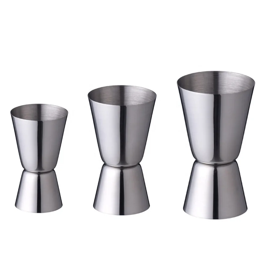 

Double cup 1oz-2oz 30ml/60ml 15ml/30ml Measuring Jigger Stainless Steel Cocktail Jigger, Sliver