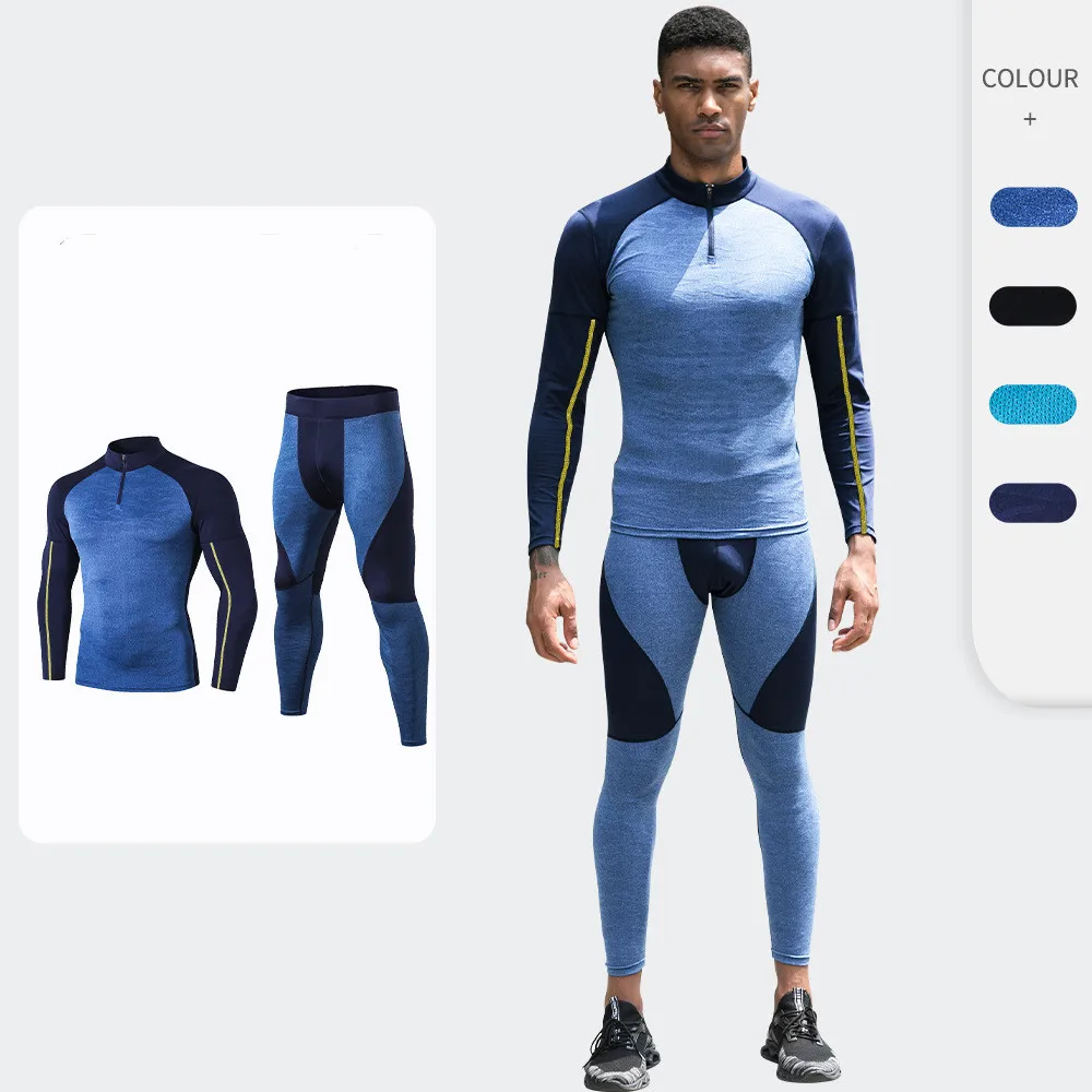 

Wholesale Custom Stretch Printed Sports Men Wear 2 Piece Compression Tights Gym Fitness Running Quick Dry Gym Set