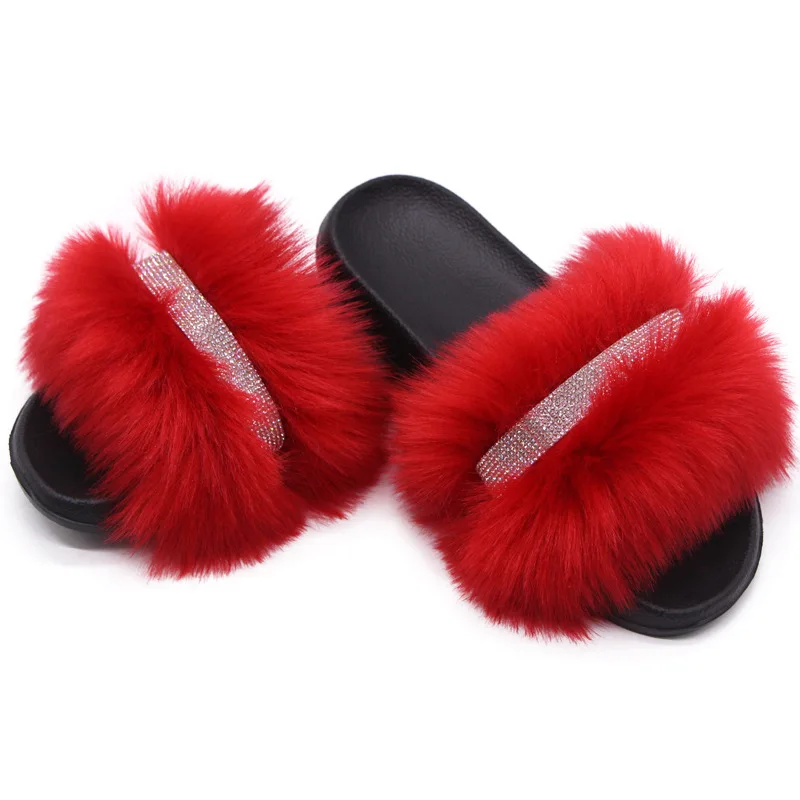 

Women Flip Flops Summer Faux Fur Slippers Indoor Furry Slides For Women Big Fur Slippers Shoes Crystal Fluffy Sliders Sandals, Requirement