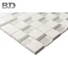 China Shanghai Decorative Wall Square White Cheap Glass And Stone Marble Mosaic