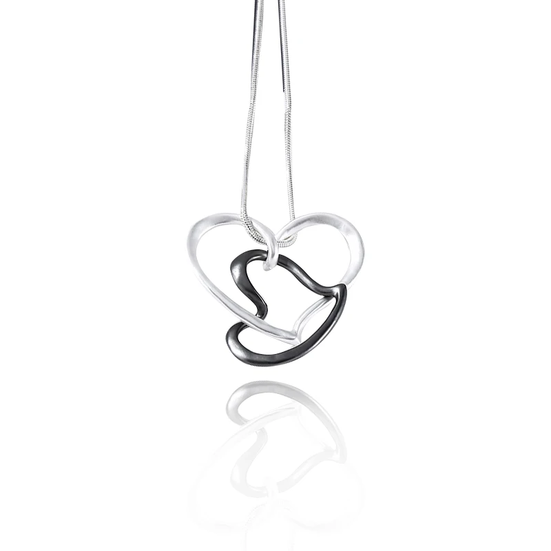 

BFF Lover Romantic Couples Station Interlocking Open Hearts Pendant Necklace For Women Girlfriend