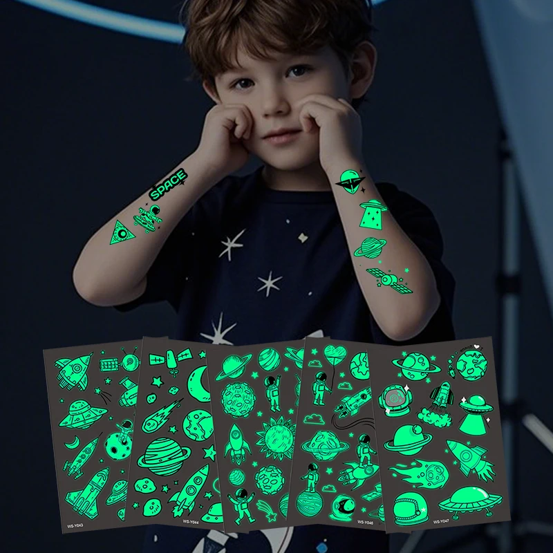 New Luminous Tattoo Stickers Nightclubs Bars Music Festivals Carnival Parties Cool Temporary Face Music Notes Jiangmei