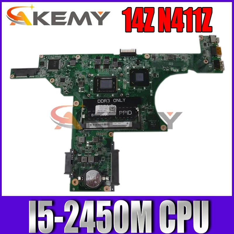 

Akemy For Dell 14Z N411Z Laptop Motherboard DA0R05MB8D2 085MW9 CN-085MW9 MAIN BOARD I5-2450M CPU DDR3