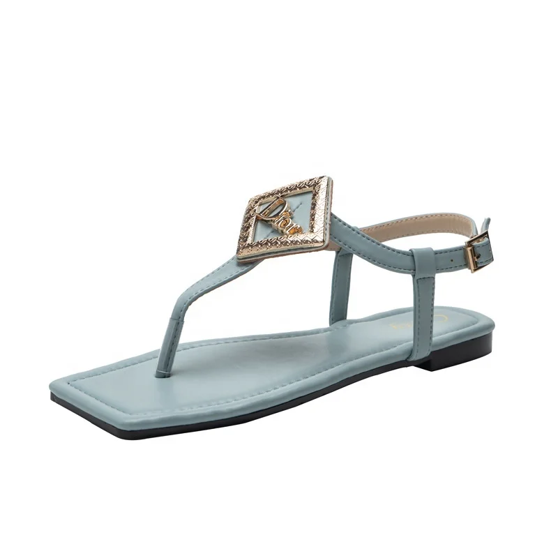 

European America popular high quality brand flat T style casual summer ladies sandles dioor women flip flops slippers