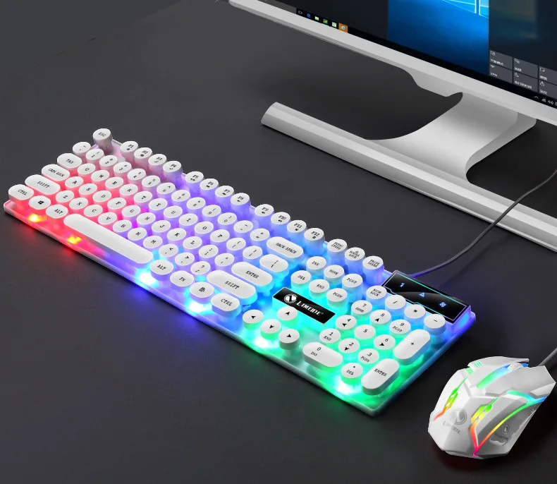 

Hot Selling Rainbow Laser Backlit Gaming Keyboard Mouse Headset GTX300 USB Wired Colorful LED Backlit Gaming Keyboard with mouse