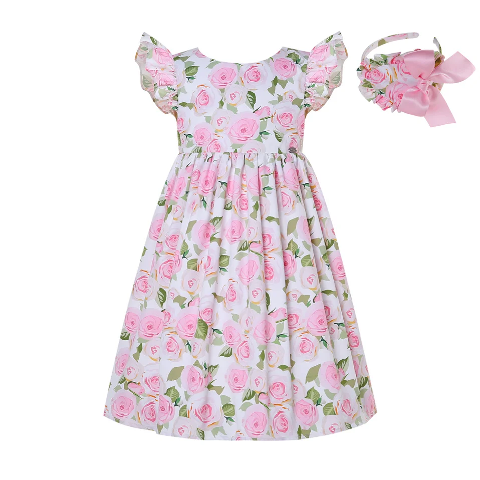 

Pettigirl Wholesale 2022 Girls Dresses For Kids Children Princess Wedding Guest Boutique Delicate Floral Printed Outfit 3 to 14Y