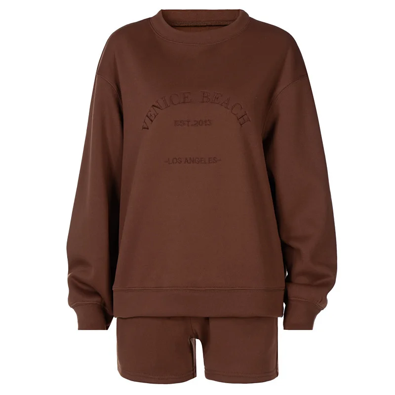 

Fall White Crew Neck Sweatshirts Set Streetwear Women Sweatshirt Jogger