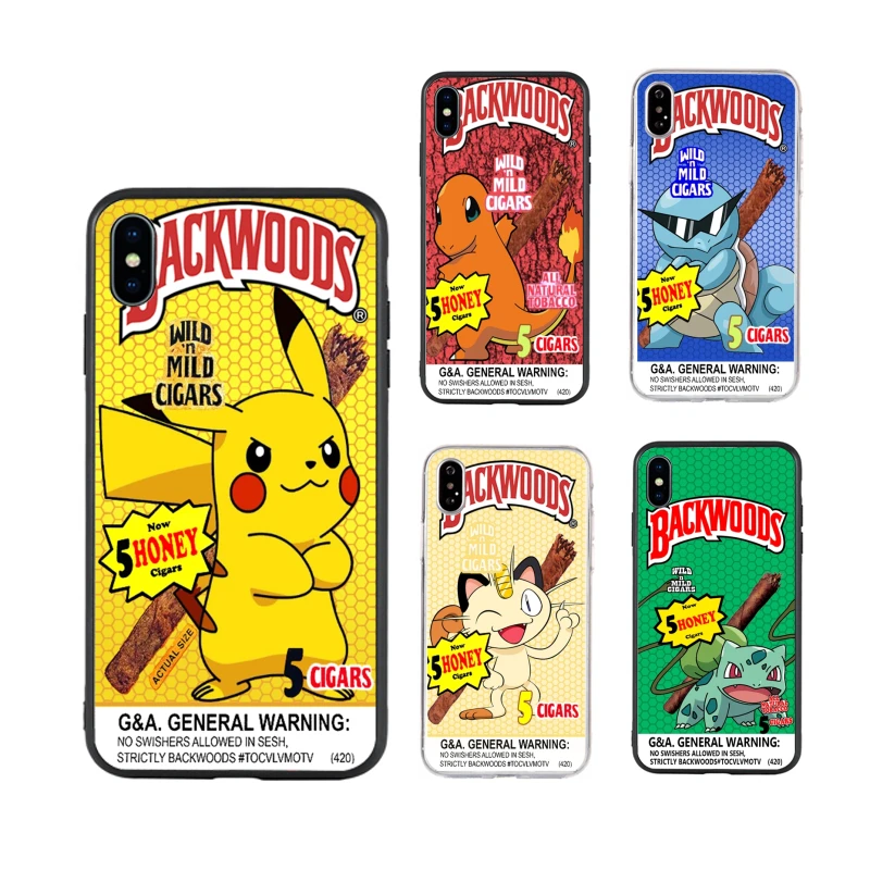 

Classic Pikachu Backwoods Honey Berry Cigars phone case cover For iPhone 12 For iPhone 11Pro 6 6S Plus 7 8 8Plus XS MAX XR, Black or clear