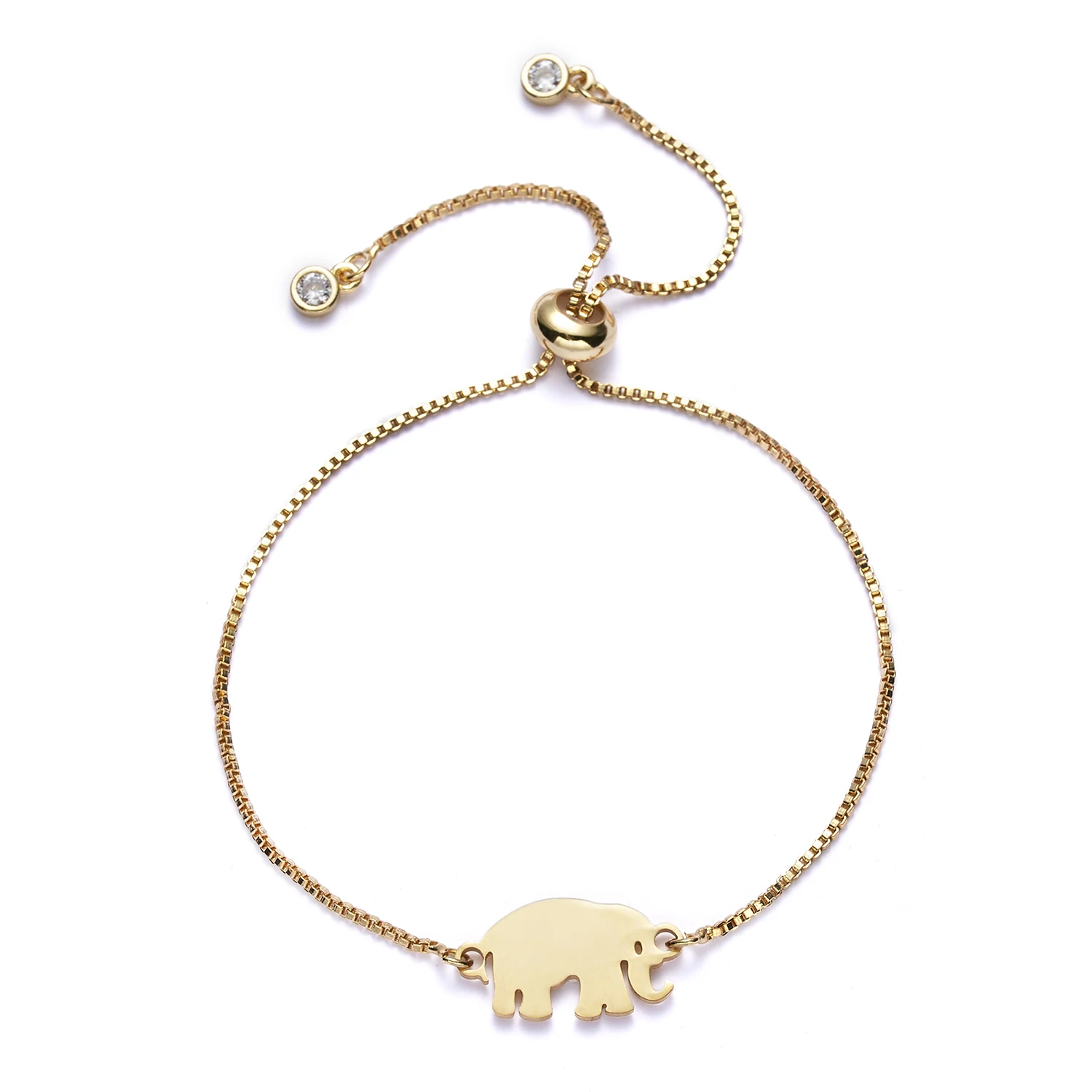 

Fashion Adjustable Charm Bracelet 18k Gold Stainless Steel Bracelet Elephant Calf Women Bracelet