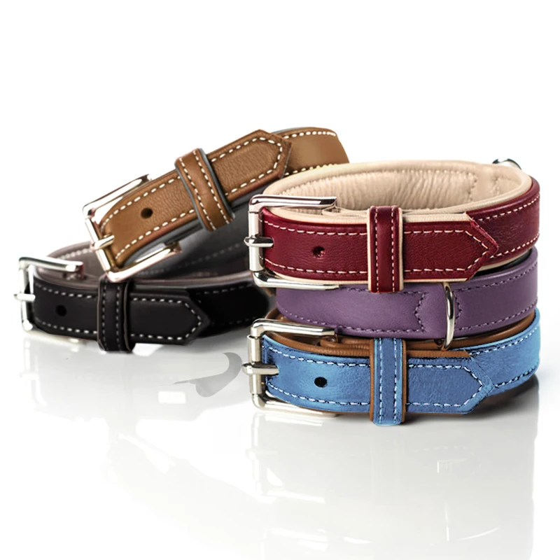 

Factory Supply Wear-resistant Dog Leather Leash Pu Leather Dog Collar Pet Collars, Customized color