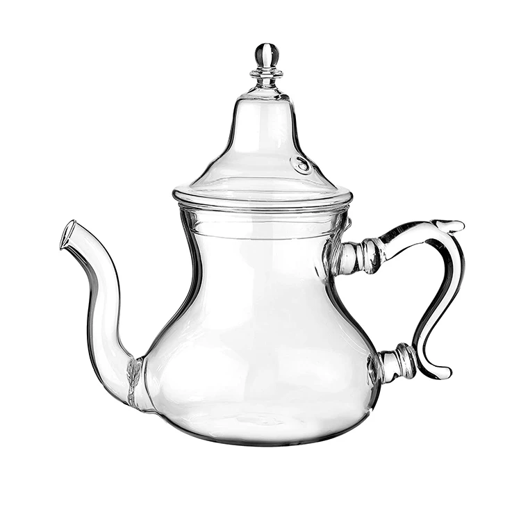 

600ml Heat Resistant Borosilicate Pyrex Moroccan Glass Teapot with Integrated Filter, Clear