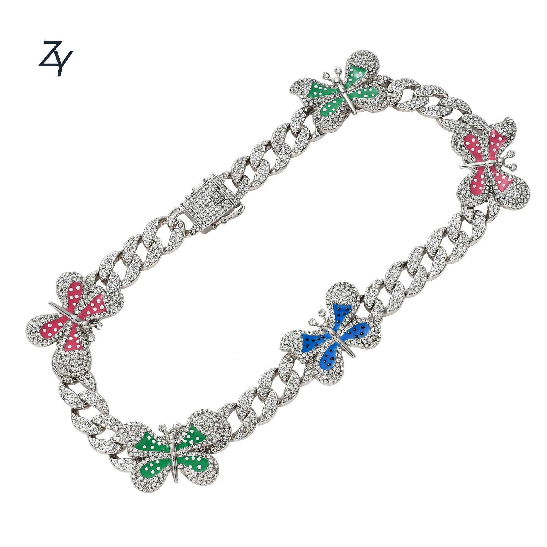 

Iced Out CZ Chains For Men Cuban Link Necklace gift CZ Alloy Cuban Chain Hip Hop Jewelry link chain necklace, Gold, silver