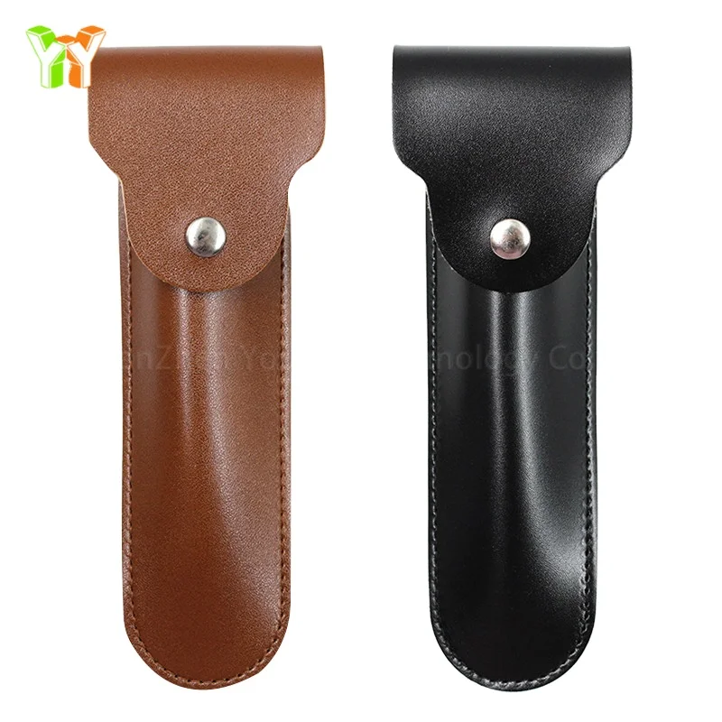 

Factory PU Leather Fashional Type Protective Shaver Cover Leather Travel Razor Case for Man, Black