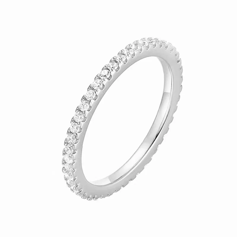 

custom-made full pave moissanite diamond sterling silver ring for female