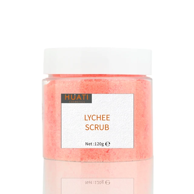 

Private label 100% Natural Organic Whitening Brightening Rose Lychee Sugar Skin Exfoliating Body Scrub Unbranded, Pink