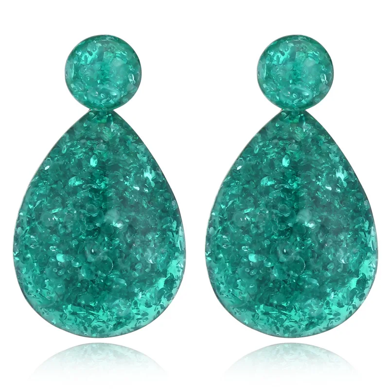 

Fashion Yellow Green Blue Purple Black Pink Exaggerated Water Drop Earring for Women Ladies Jewelry Dangle Resin Earring