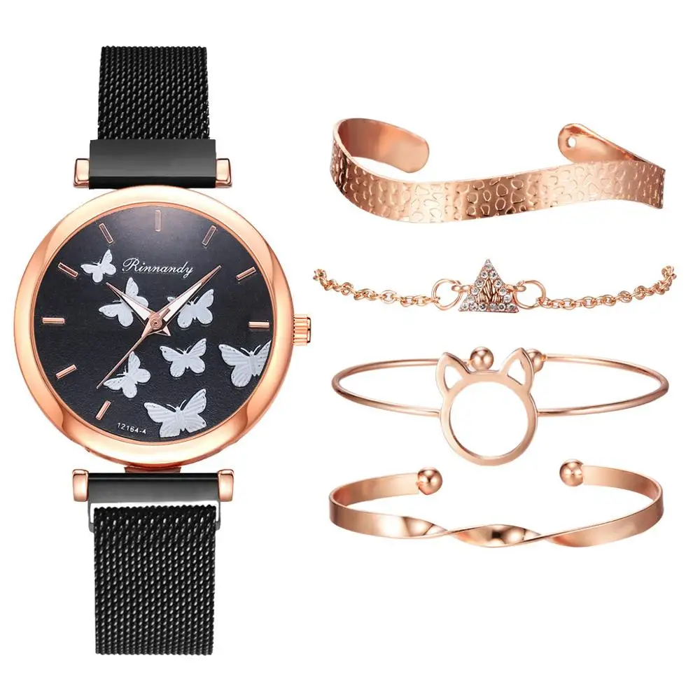 

Popular butterfly dial quartz watch womens luxury watches direct sales, As pic