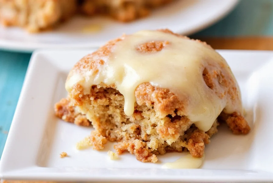 Poking holes in freshly baked cake for cinnamon roll poke cake