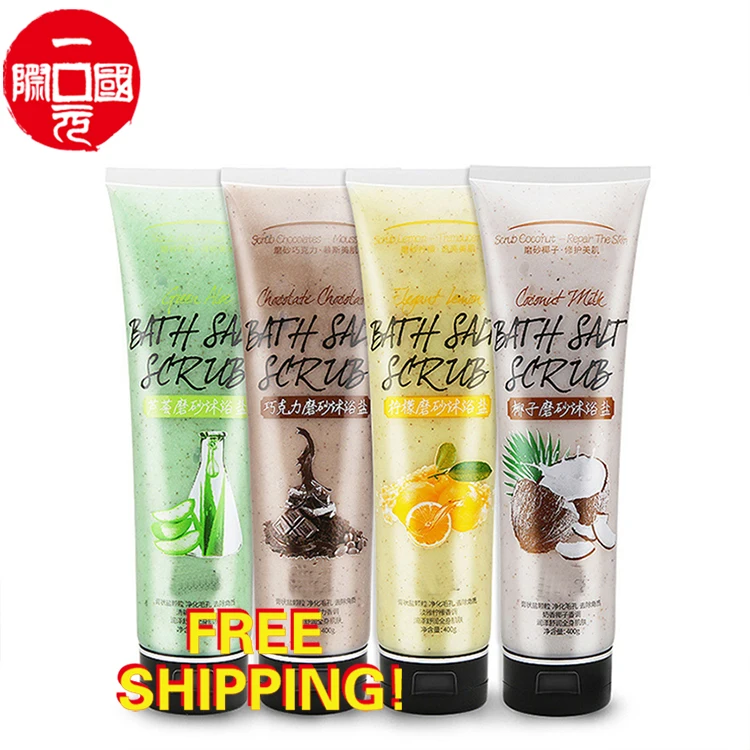 

High quality Aloe/Lemon/Coconut/Chocolate Scrub Bath Soak Salt Natural Bath Body Exfoliating Scrub 400