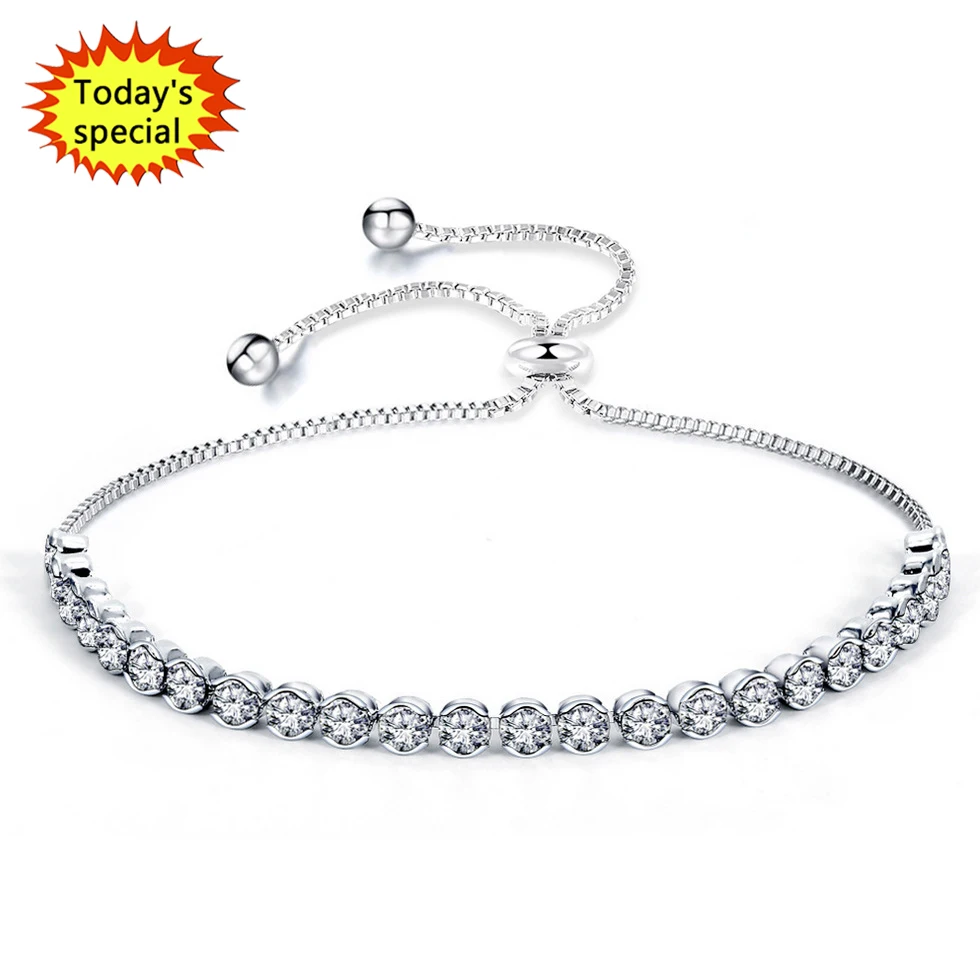 

factory wholesale Silver plated Style Tennis Chain Half Circle Charms Bracelet For Women