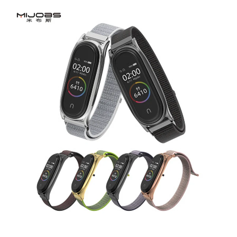 

Mijobs For Xiao mi Mi Band 6 Smart Strap Nylon Wrist Bracelet for Miband 3 4 5 6 NFC Global Version, 8 colours