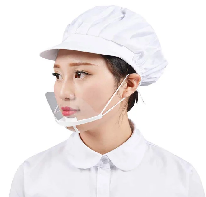 

Hot Sale Transparent Plastic PET Anti-fog Face Mask Spittle Mouth Shield for Restaurant and Hotel Use