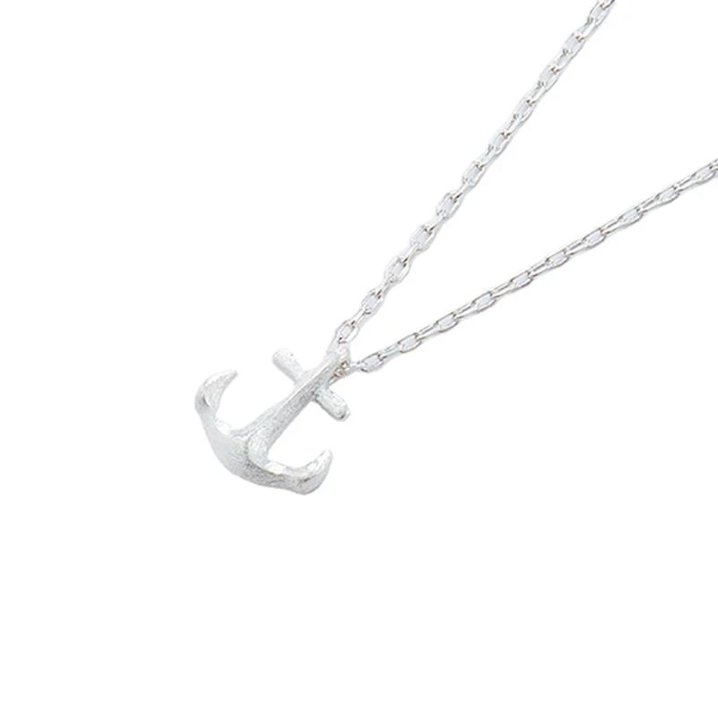 

Wholesale Brushed Anchor Pendant Necklace 925 Sterling Silver Sailor Anchor Chain Necklace for Mens
