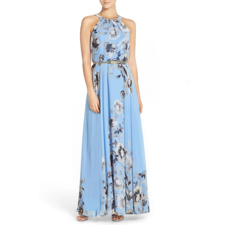 

Hot Sale Latest Design Plain Elegant Long Chiffon Dresses New Style For Ladies