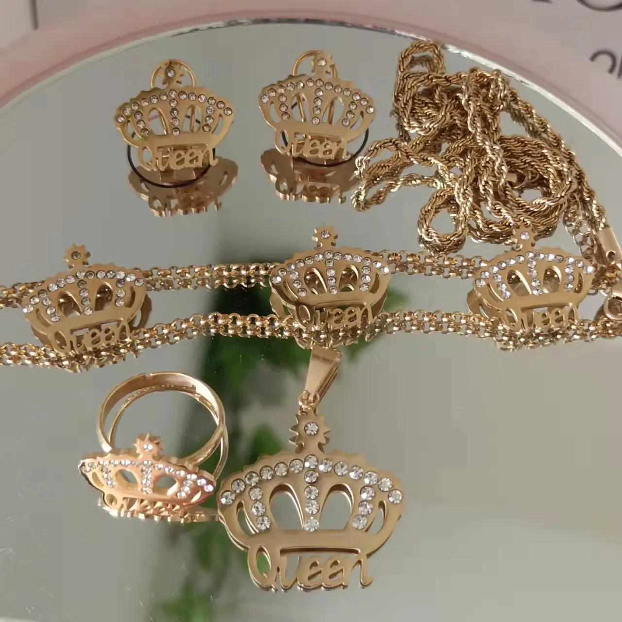 

Wholesale Fashion Accessories Big Diamond Crown Jewelry Set With Queen