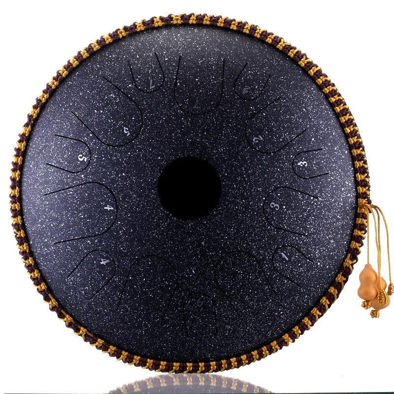 

New Arrival 14" C Tune Handpan Drum Shaped Steel Tongue Drum 14 Notes 14 Inch Hand Drum, Gold, green, navy blue, red, etc