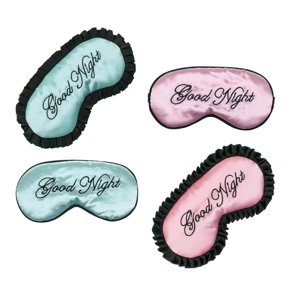 

New Office lunch break adjustable embroidered double-sided silk eye sleep mask good night eye cover for travelling