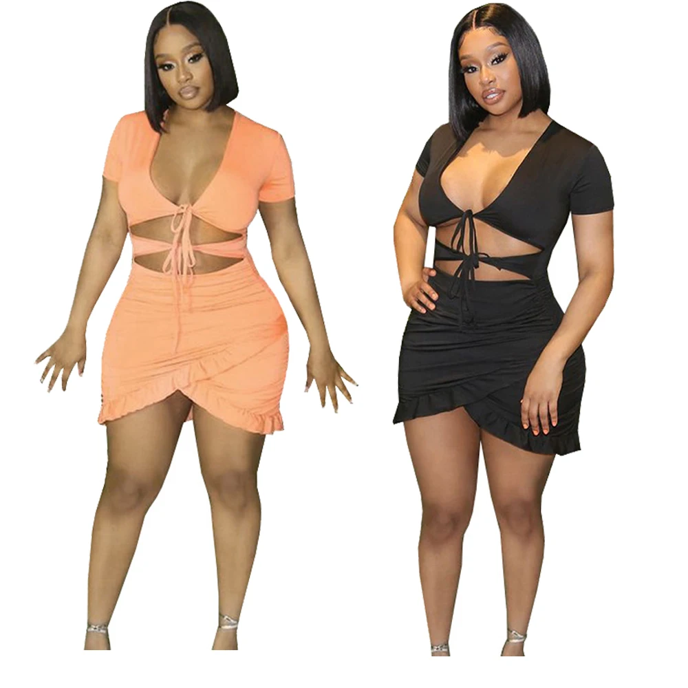 

New Summer Sexy Hollow Out Flounces Ruffle Short Sleeved Casual Dress Girls' Dresses, As picture