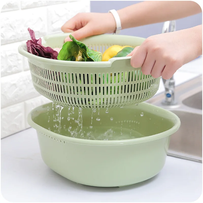 

Vegetable Fruit Drain Basket Kitchen Storage Plastic Multi-dish Basket