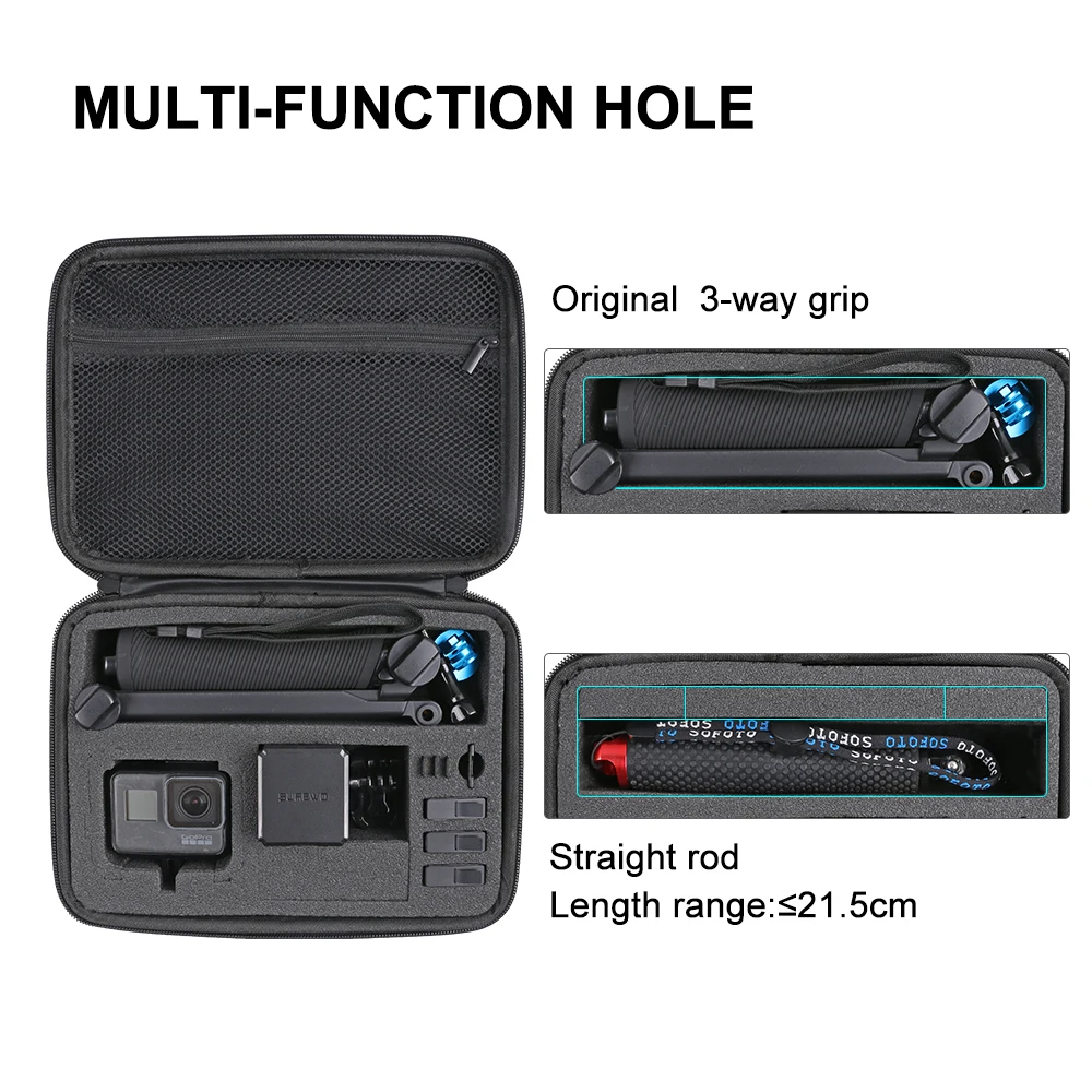 
SUREWO Medium Carrying Case Compatible with GoPro Hero 7 6 5 Black,APEMAN/AKASO/DJI Omso Action and More 