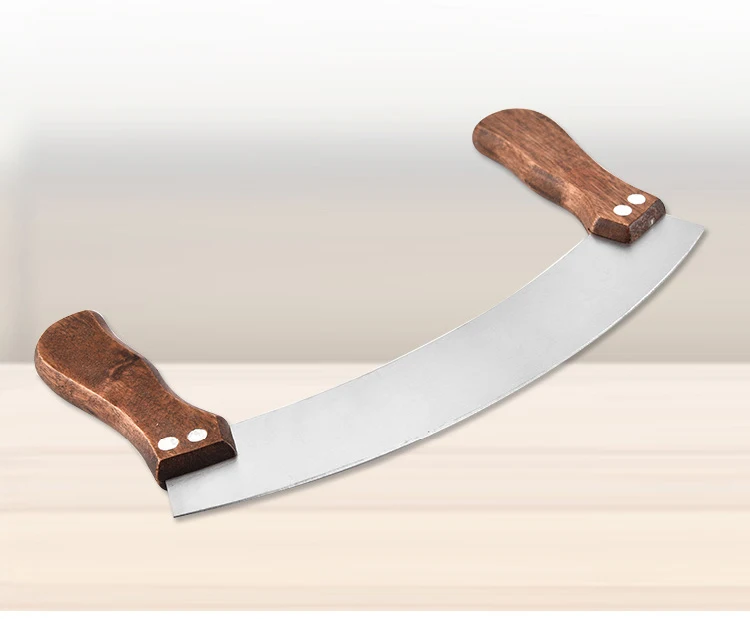 新到货亚马逊热销环保无bpa烘焙工具木柄不锈钢双柄奶酪药草刀