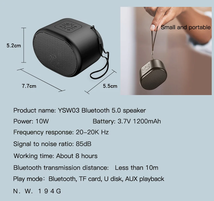 Yesido أحدث 10W باس صوت ستيريو المنزل حزب مكبرات الصوت اللاسلكية المحمولة البسيطة سمّاعة بلوتوث