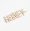 Custom FREE SAMPLE HONEY pearl hair clips words Barrettes korea jewel hair salon accessories
