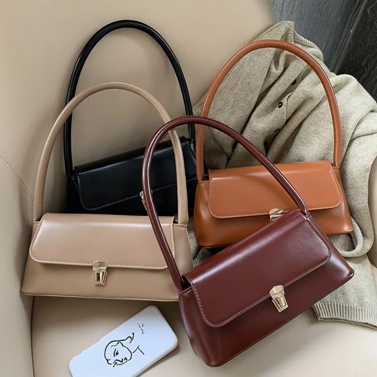 

2021 summer designer purses and ladies handbags women Vintage Design Women Underarm Bags Solid Color Pu Leathe, Customizable