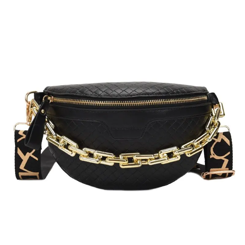 

Luxury Women's Fanny Pack High Quality Waist Bag Thick Chain Shoulder Crossbody Chest Bag Female Belt Bag Designer Brand Handbag, Customizable