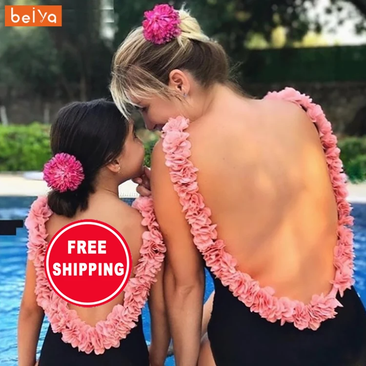 

Sexy Print One Piece 2022 Swimsuit Large Size Swimwear Push Up Flower Vintage Beach Pool Bathing Suit Bikini Swimsuit Ladies, Black pink,white pink