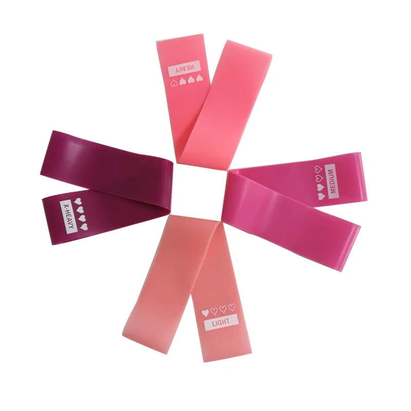 

Resistance Band Set Pack Latex Elastic Bands for Upper Lower Body Core Exercise custom printed logo exercise resistance band, Pink