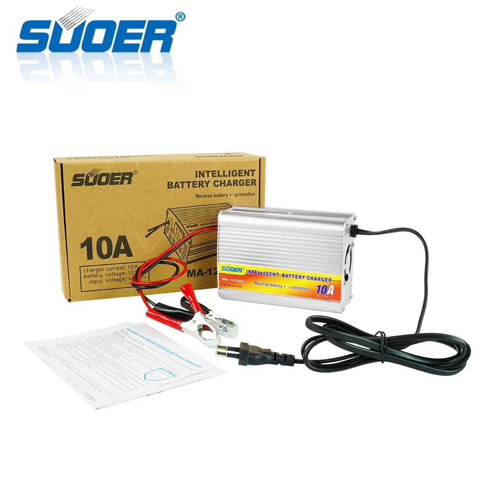 

Suoer 10A 12V Three-Step Charging Battery Charger AGM / GEL Smart Solar Car Automatic Battery Charger