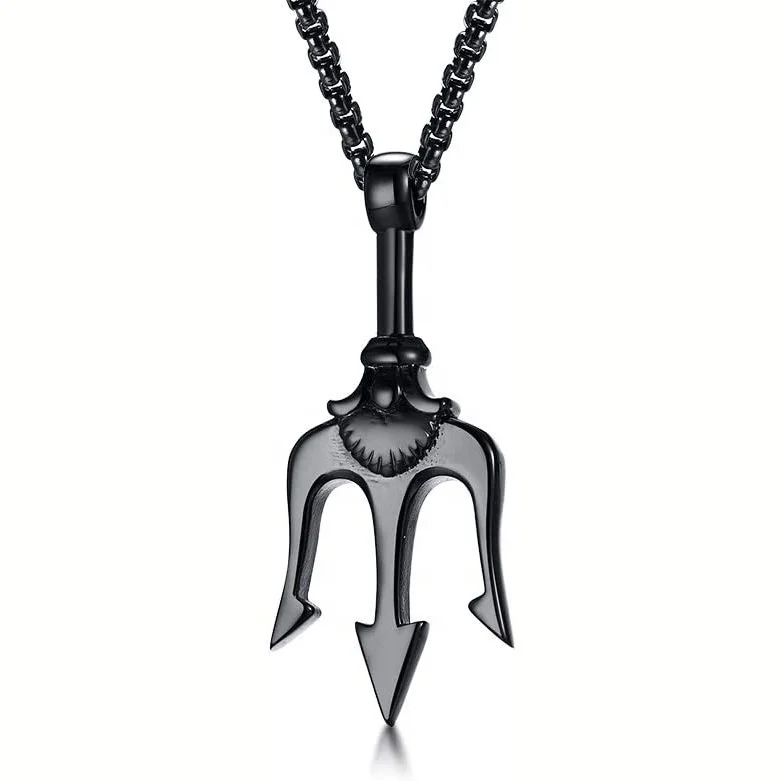 

Hip hop simple men Haiwang Trident pendant men titanium steel necklace men