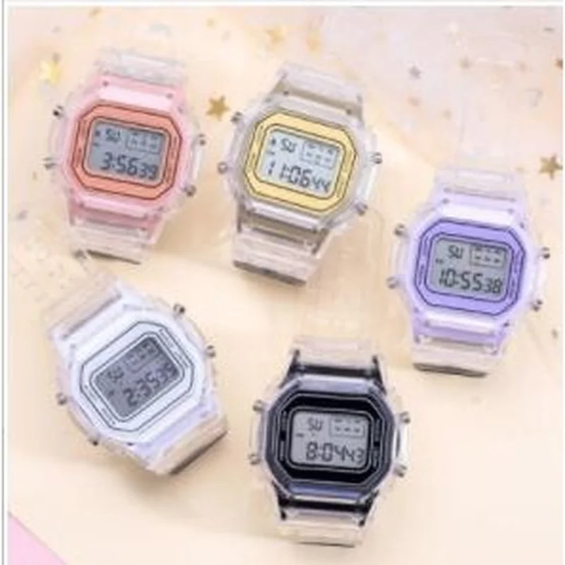 

Fashionable New Korean Style Kids Watch Fresh Waterproof Children WatchTransparent Sports Watch Digital LED Children Watches
