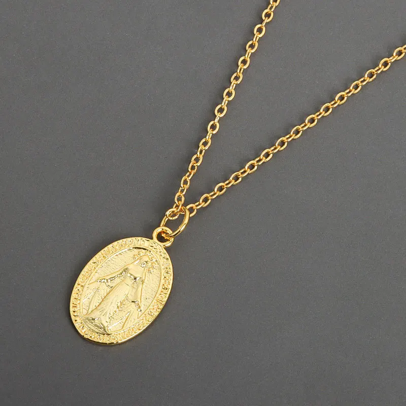 

Wholesale Custom Fashion Silver Gold Plated Virgin Mary Christianity Pendant Necklace
